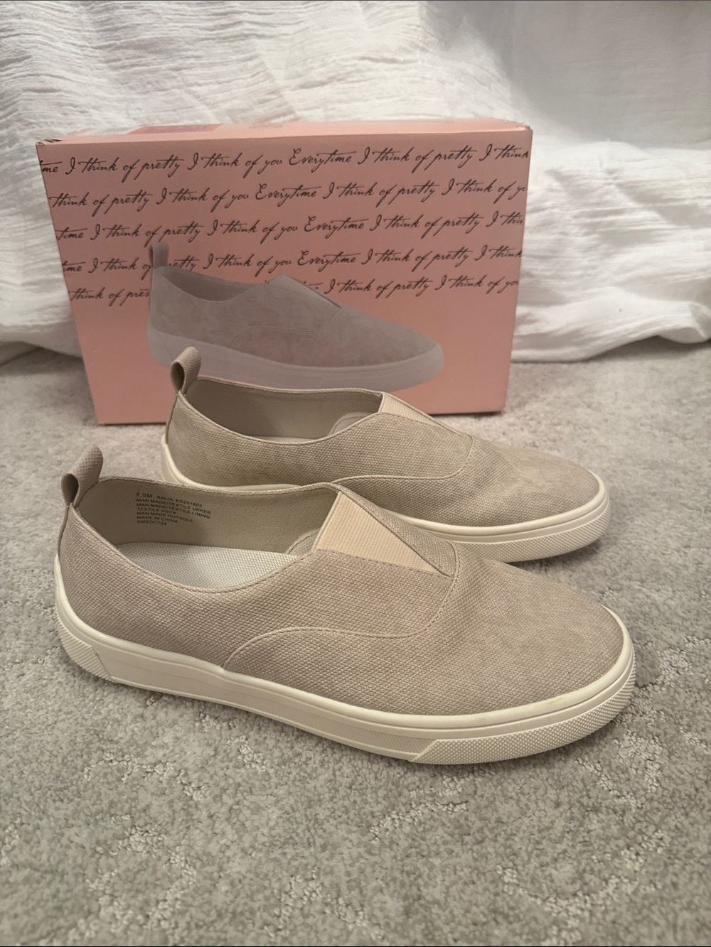 Kensie Neutral Beige Slip-On Canvas Sneakers